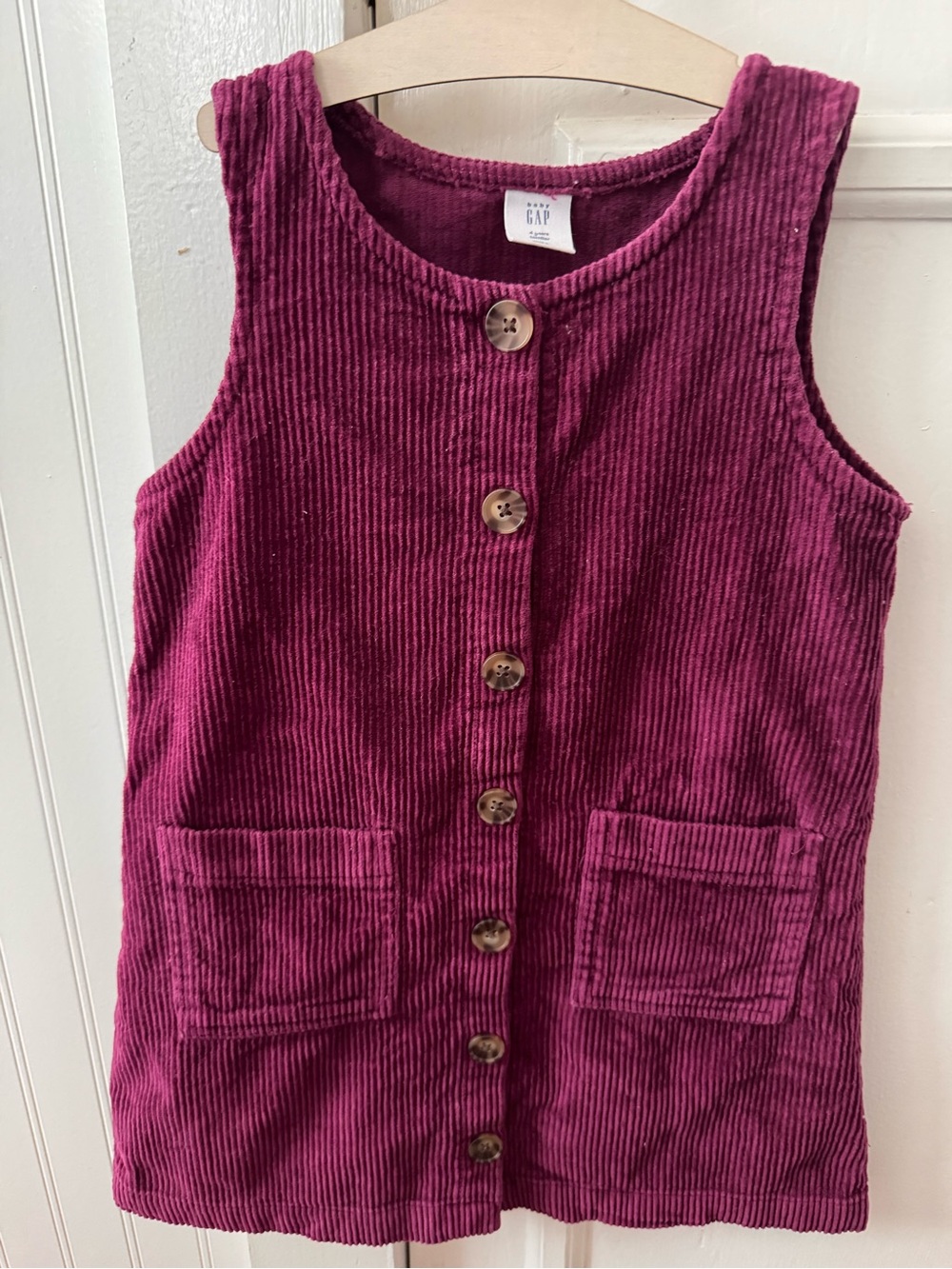 GAP Toddler Corduroy Button-Front Vest - Berry